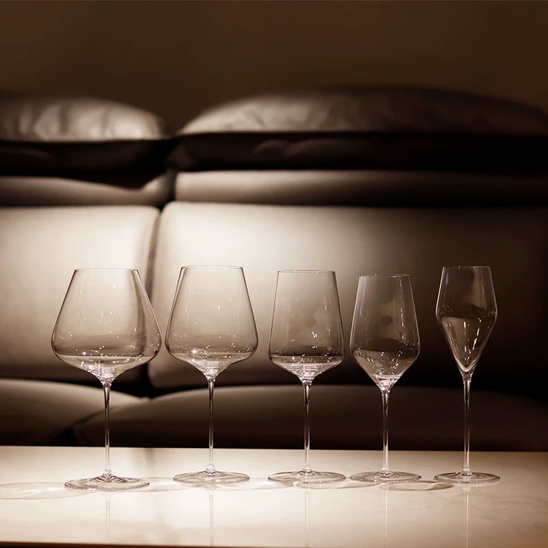 A coordinated line of five Persephaure hospitality glass silhouettes